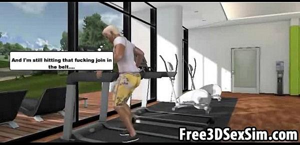  Sexy 3D cartoon honey motivates her man to work out